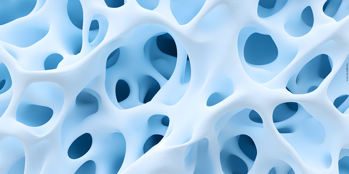 Rappresentazione tridimensionale della struttura spugnosa dell’osso vista al microscopio.